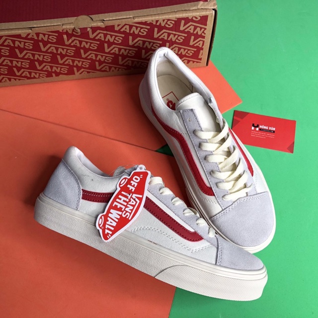 Giầy vans style sọc đỏ 1:1 ( full box + free ship ) "