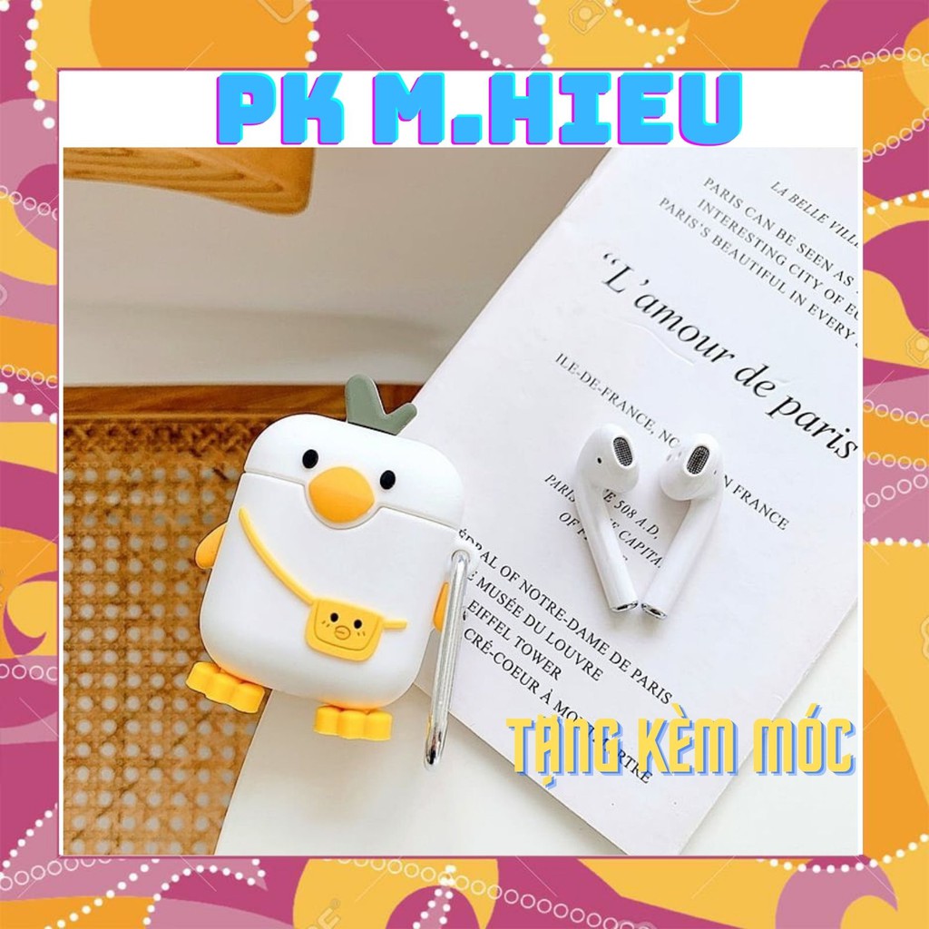 Vỏ bảo vệ đựng tai nghe airpod hình vịt đeo vali Air 1 /Air 2/ i11/ i12/i99/i16 | BigBuy360 - bigbuy360.vn