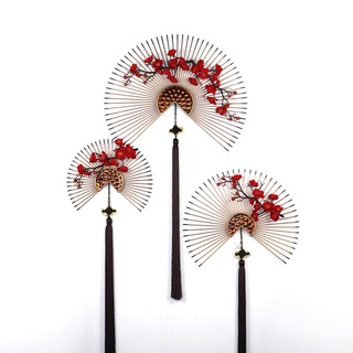 Quạt Sắt Treo Tường Trang Trí Phòng Khách / Cửa Ra Vào / Nhà Hàng Hình Hoa Mận Đỏ