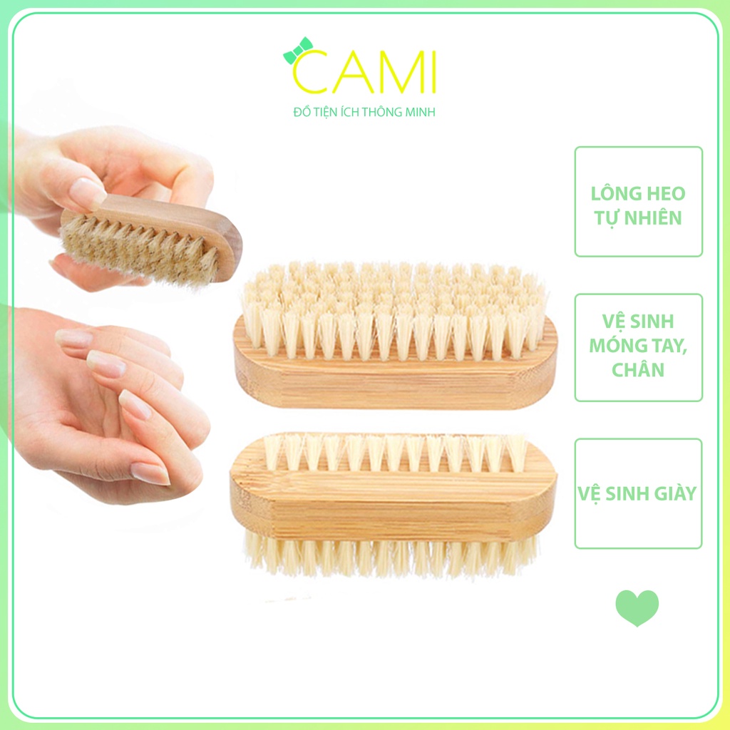 Bàn chải cán gỗ, nhỏ gọn tiện lợi sử dụng trong vệ sinh giày dép và vệ sinh móng tay - Cami - CMPK239
