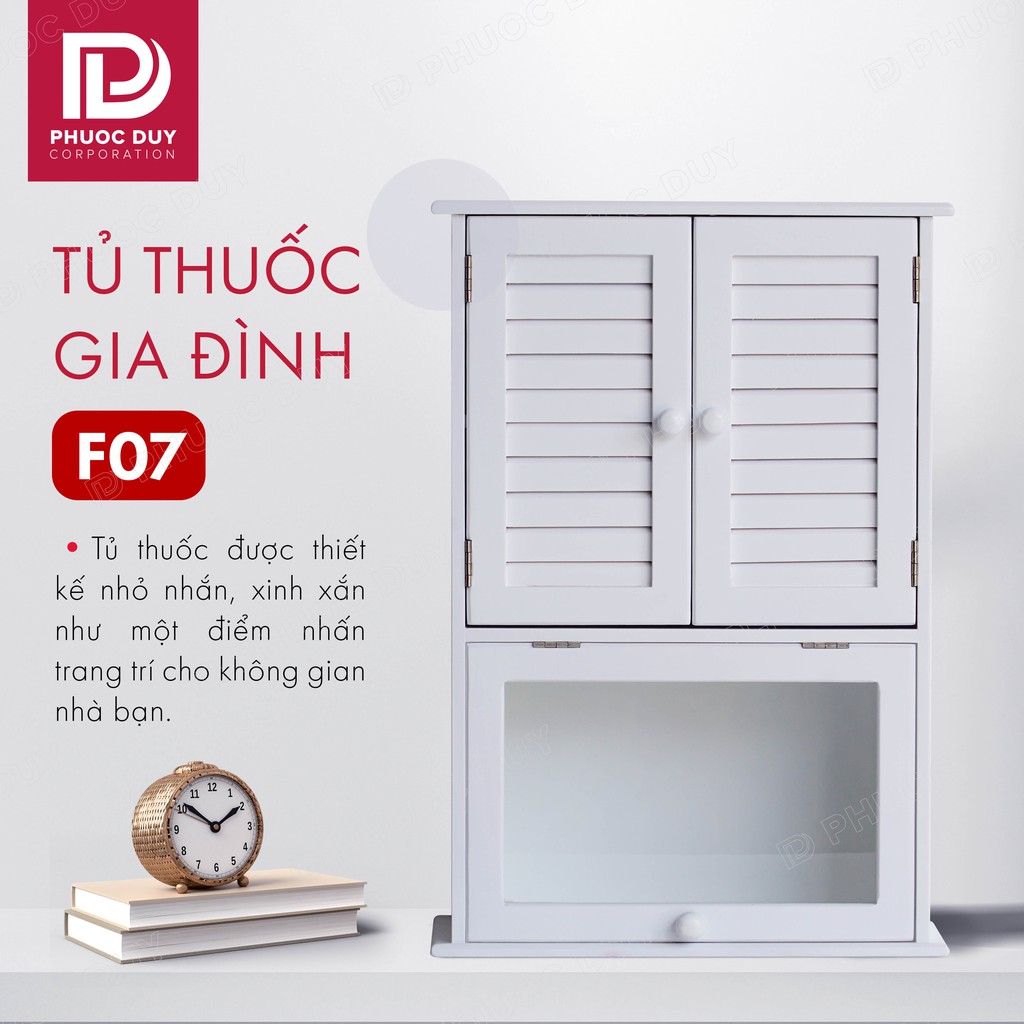 Tủ thuốc - Tủ y tế gia đình gỗ tự nhiên F07 - BH 1 đổi 1 trong 12 tháng