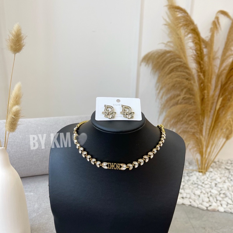 Vòng cổ dior dây chuyền dior choker đính đá sang chảnh đi đám cưới du lịch chụp ảnh thời trang mẫu livestream.......