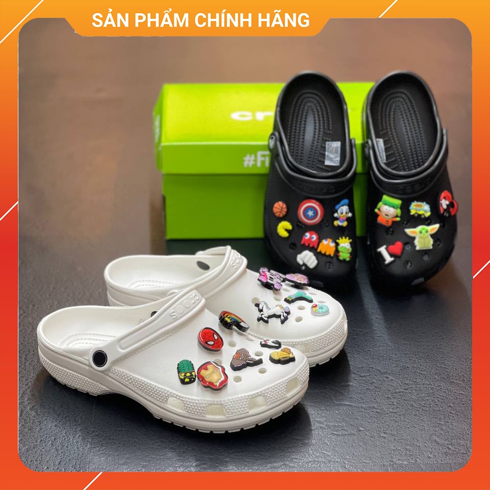 Dép Cross Classic Clog nam nữ unisex màu đen, trắng đế cao 2-3cm – Tặng 10 Stickers NGẪU NHIÊN Sấu vui vẻ Official - CC | BigBuy360 - bigbuy360.vn