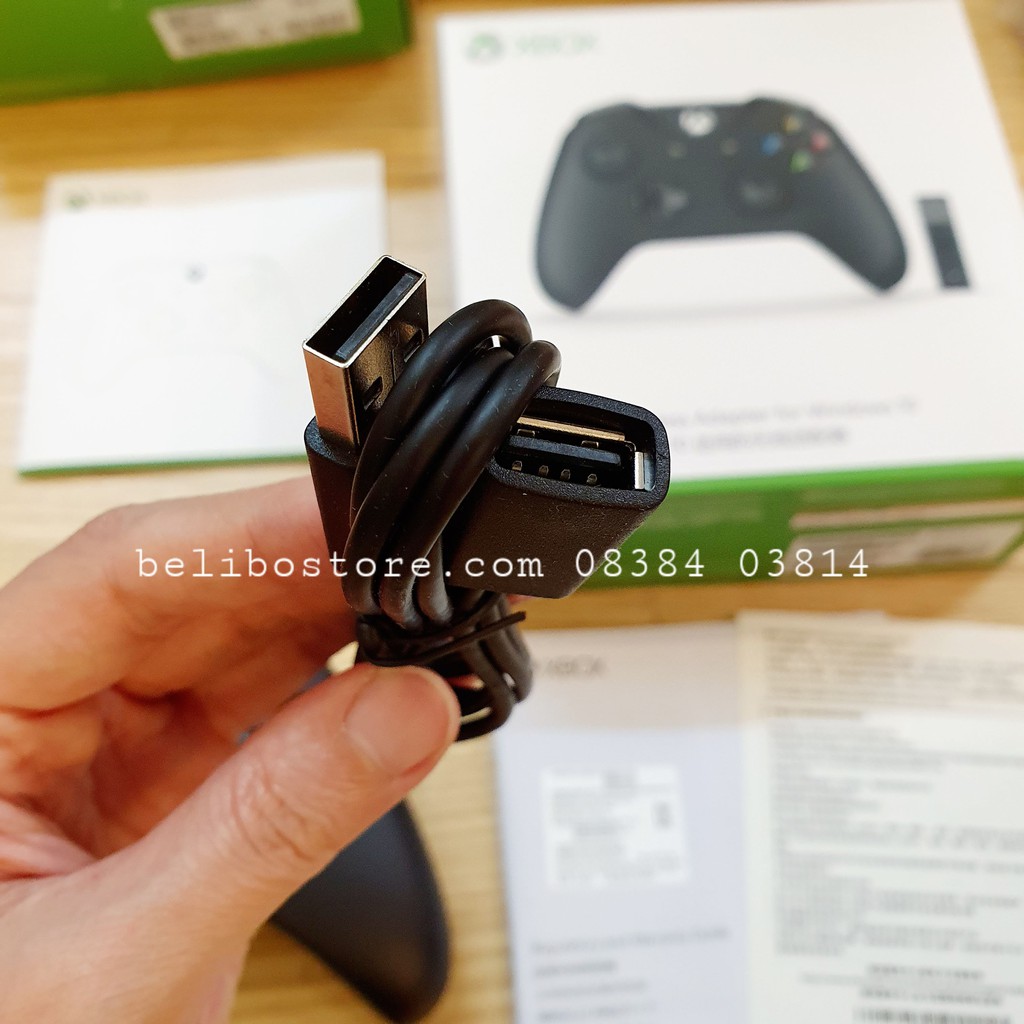 Tay cầm chơi game Xbox One S + wireless adapter cho windows (usb phát sóng bluetooth)