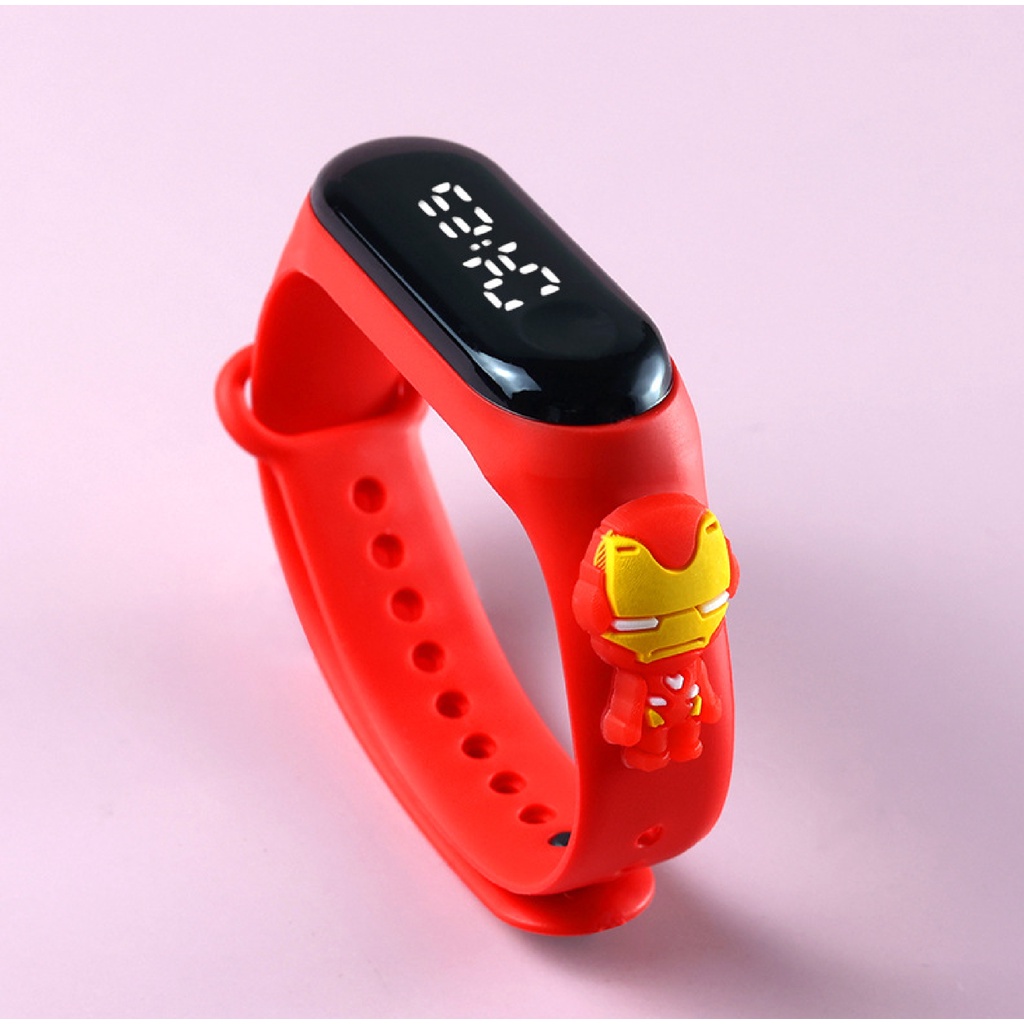 Đồng Hồ Trẻ Em Đeo Tay Điện Tử Nhân Vật Siêu Anh Hùng Có Cảm Biến Đèn Led Cho Bé Trai Bé Gái