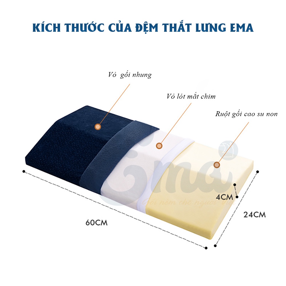 Đệm thắt lưng giảm thoát vị đĩa đệm Ema thế hệ 2 - Rộng hơn - Thoải mái xoay trở - Dành cho người thoát vị, thoái hóa cộ