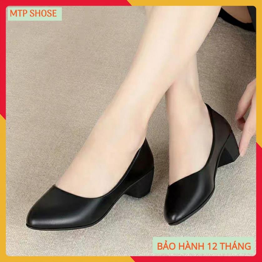 Giày búp bê 3 phân  ❤FREESHIP❤ giày công sở nữ da lỳ cao cấp đế vuông 3cm - Hàng VNXK