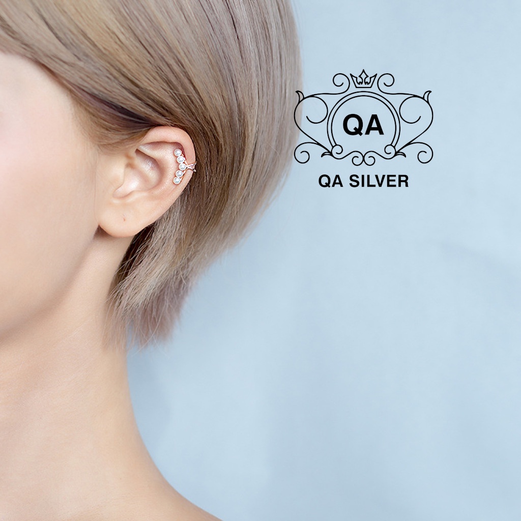 Khuyên tai bạc 925 nữ kẹp vành không cần lỗ ngọc trai giả S925 PEARL QA SILVER Earrings EA220406