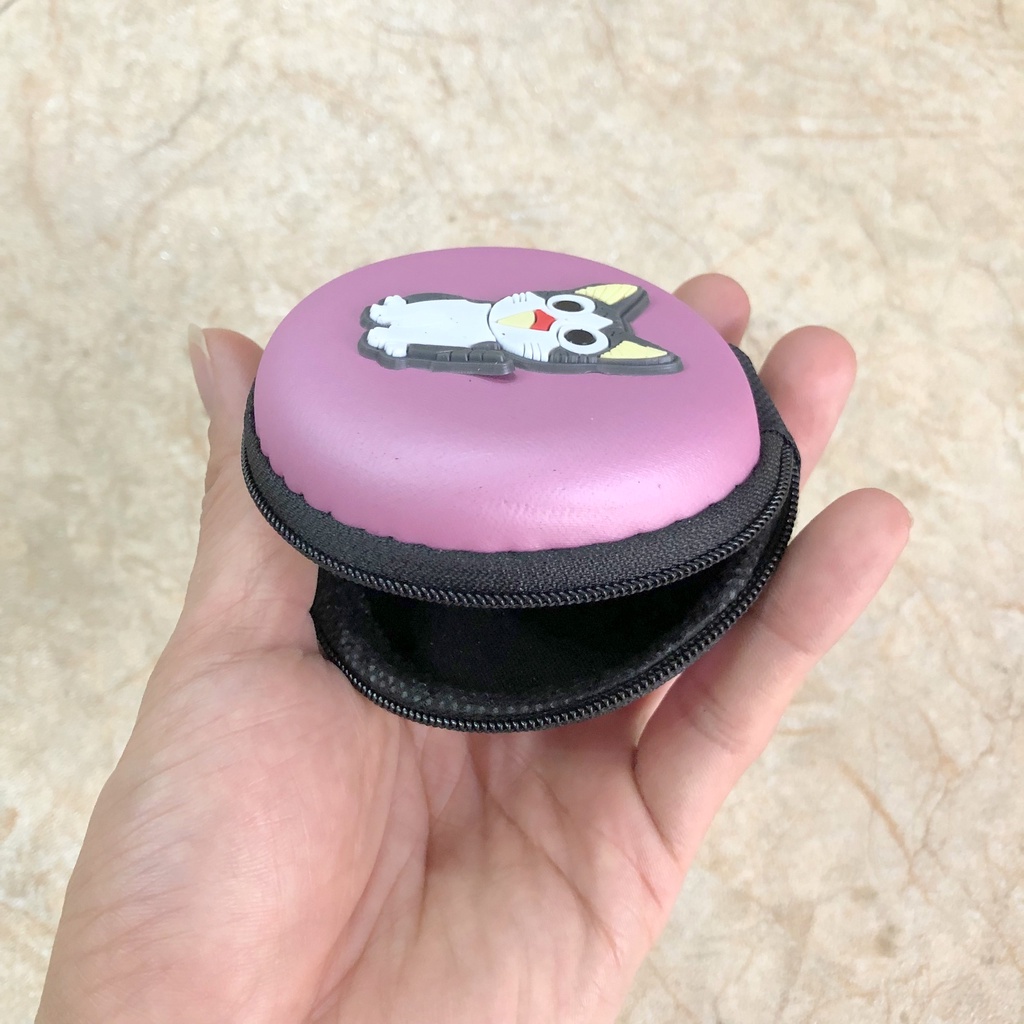 Bóp đựng đồ nữ trang mèo tím, ví để phụ kiện tai nghe dây sạc, chìa khóa nhỏ gọn - KLH Home