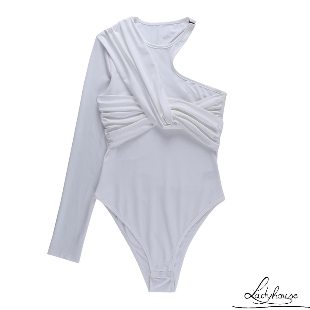 Bộ áo liền quần một dây tay dài màu trơn thời trang cho nữ | BigBuy360 - bigbuy360.vn