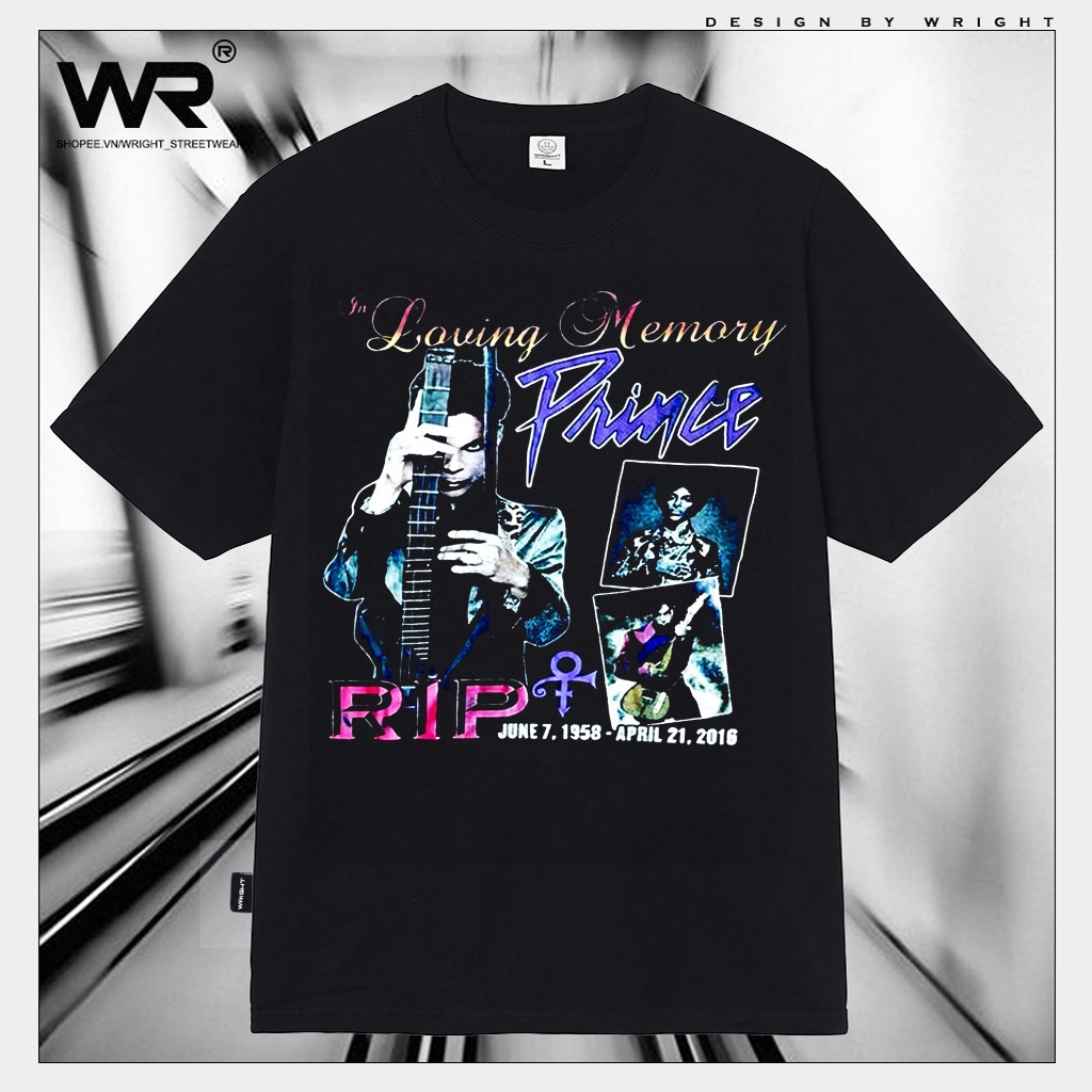 JkWz /Áo thun RIP Loving Memory Prince wright Rapper Vintage tay lỡ form rộng phong cách streetwear cotton!