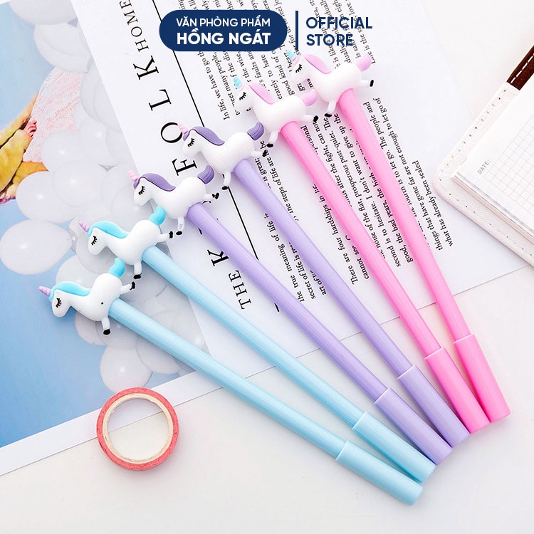 Bút bi cute ngựa pony, bút bi nước mực gel đen ngòi 0.5mm nhiều màu dễ thương đồ dùng học tập văn phòng phẩm B21