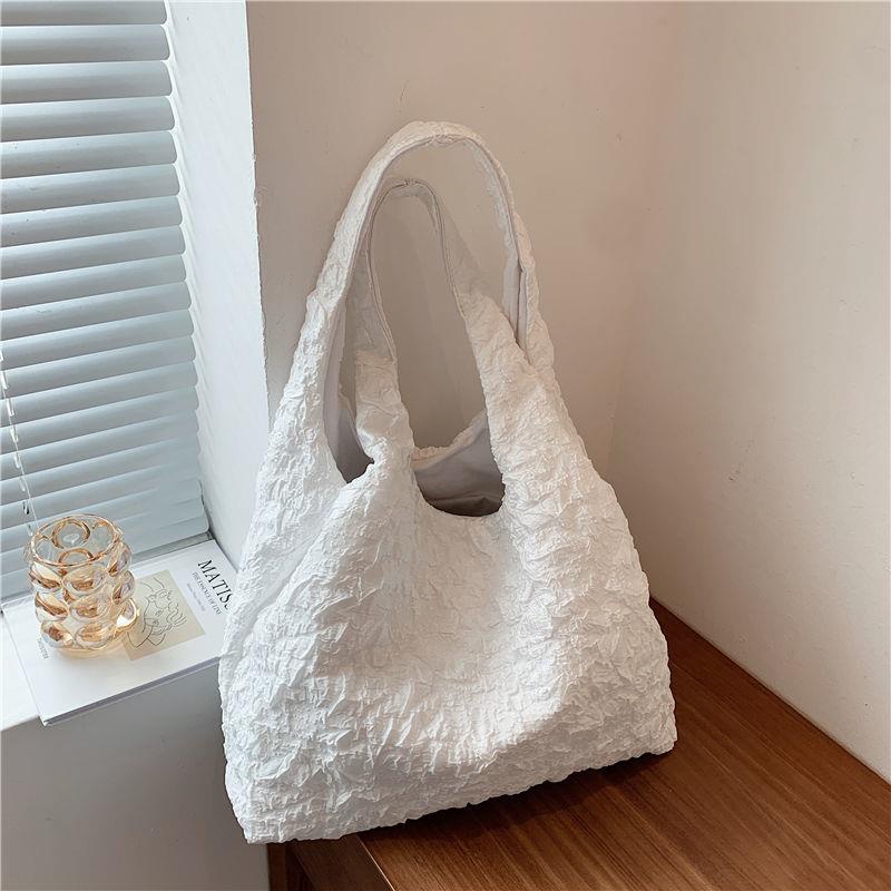Ba Lô Đeo Vai Bằng Vải Canvas Thiết Kế Gấp Gọn Sức Chứa Lớn Màu Trắng Đen Phong Cách Hồng Kông Cổ Điển