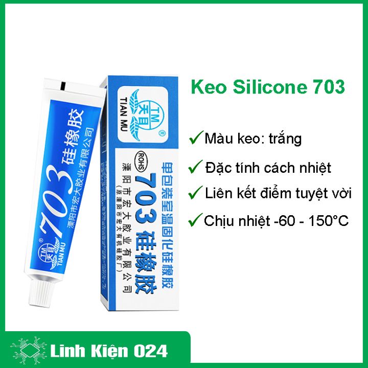 Keo silicone 703 màu trắng cực dày dán và niêm phong linh kiện