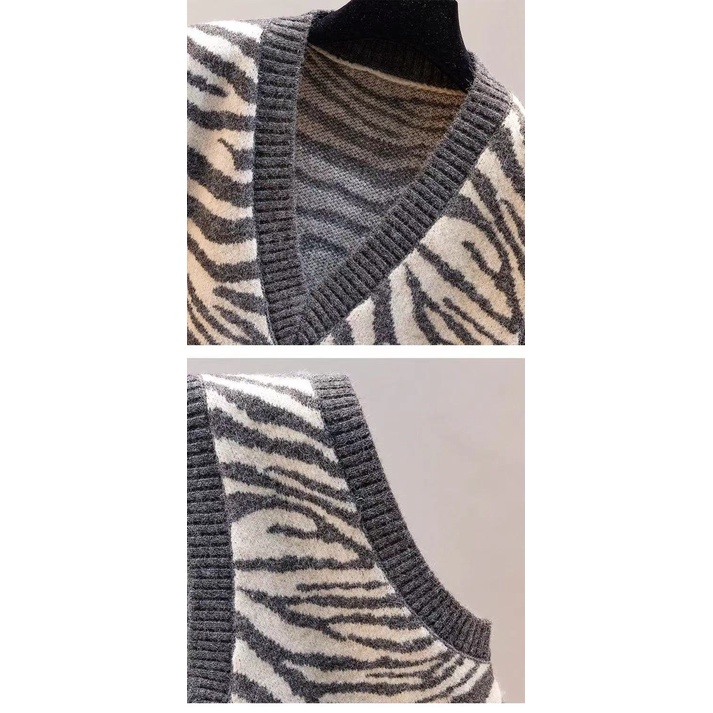 Áo Gile Len Nữ  Dệt Kim Họa Tiết Da Báo Dễ Phối Đồ Kiểu Phong Cách Hàn Quốc Xiaozhainv vn 23 | BigBuy360 - bigbuy360.vn