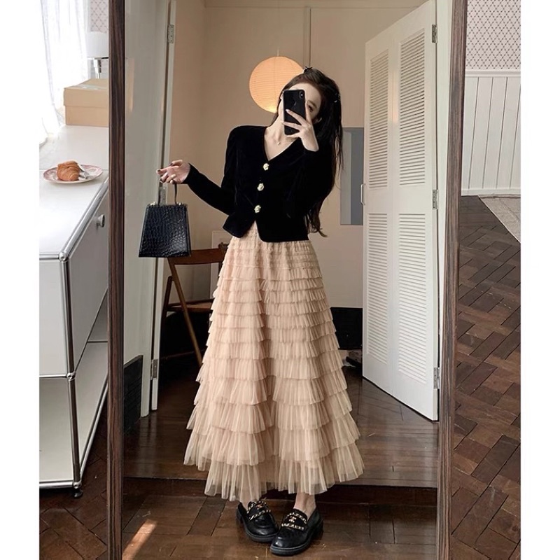Chân váy voan lưới dài nhiều tầng xinh như công chúa hàng chuẩn taobao