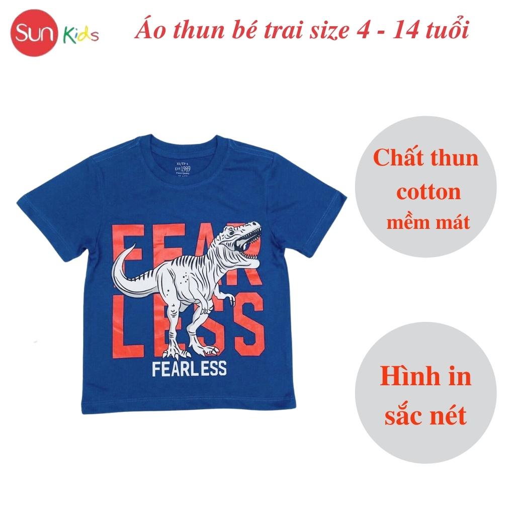 Áo thun bé trai, áo phông cho bé trai chất cotton nhiều màu, size 4-14 tuổi - SUNKIDS