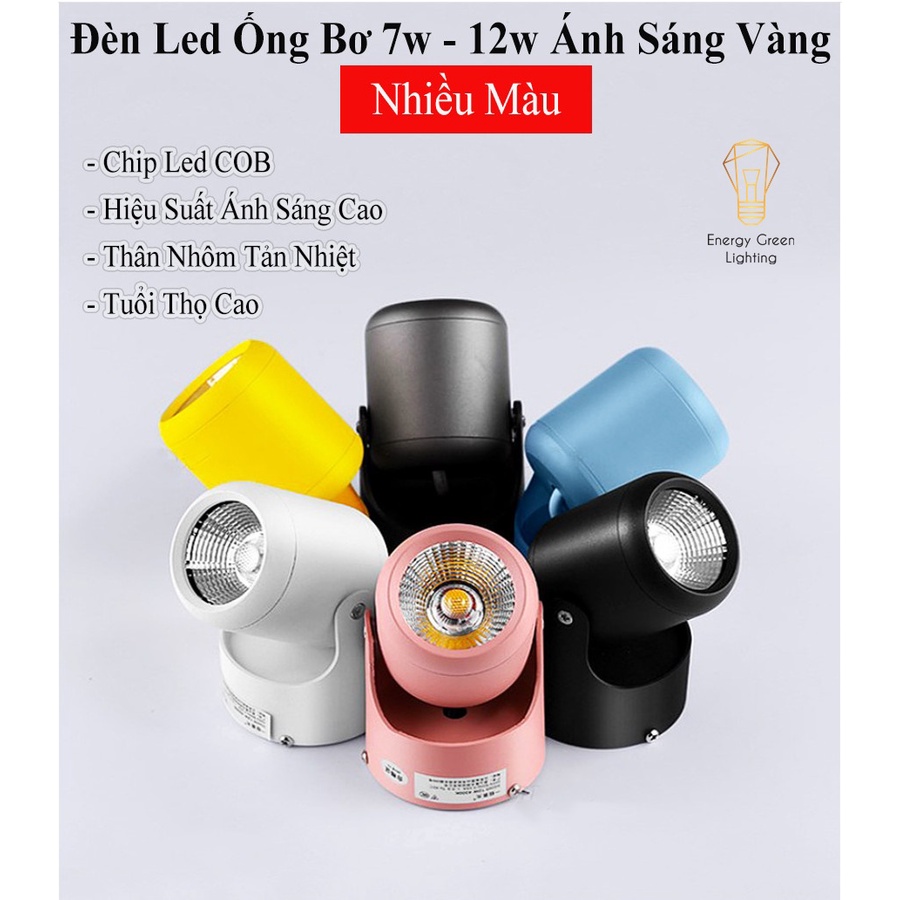 Đèn LED Ống Bơ Energy Green Lighting 7w-12w 03645 - Thay Đổi Được Góc Chiếu - Ánh Sáng Vàng - 5 Màu - Thân Nhôm Tản Nhiệ