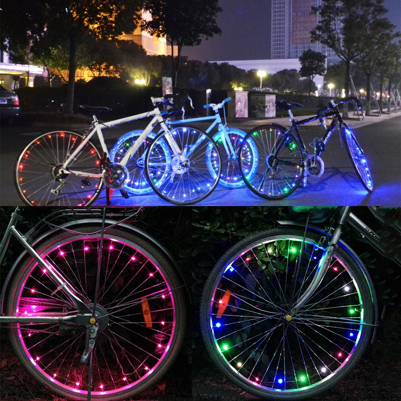 20 LED Đèn xe đạp đầy màu sắc Đèn xe đạp leo núi Đèn xe đạp nói chuyện Đèn bánh xe Phụ kiện xe đạp fu