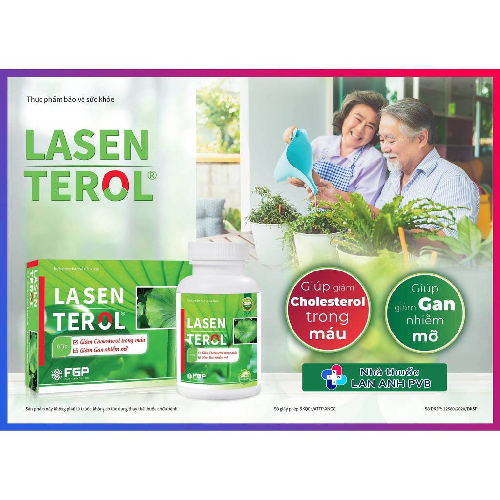 LASEN TEROL (Lọ 60 viên) - Hỗ trợ giảm Cholesterol trong máu, gan nhiễm mỡ.