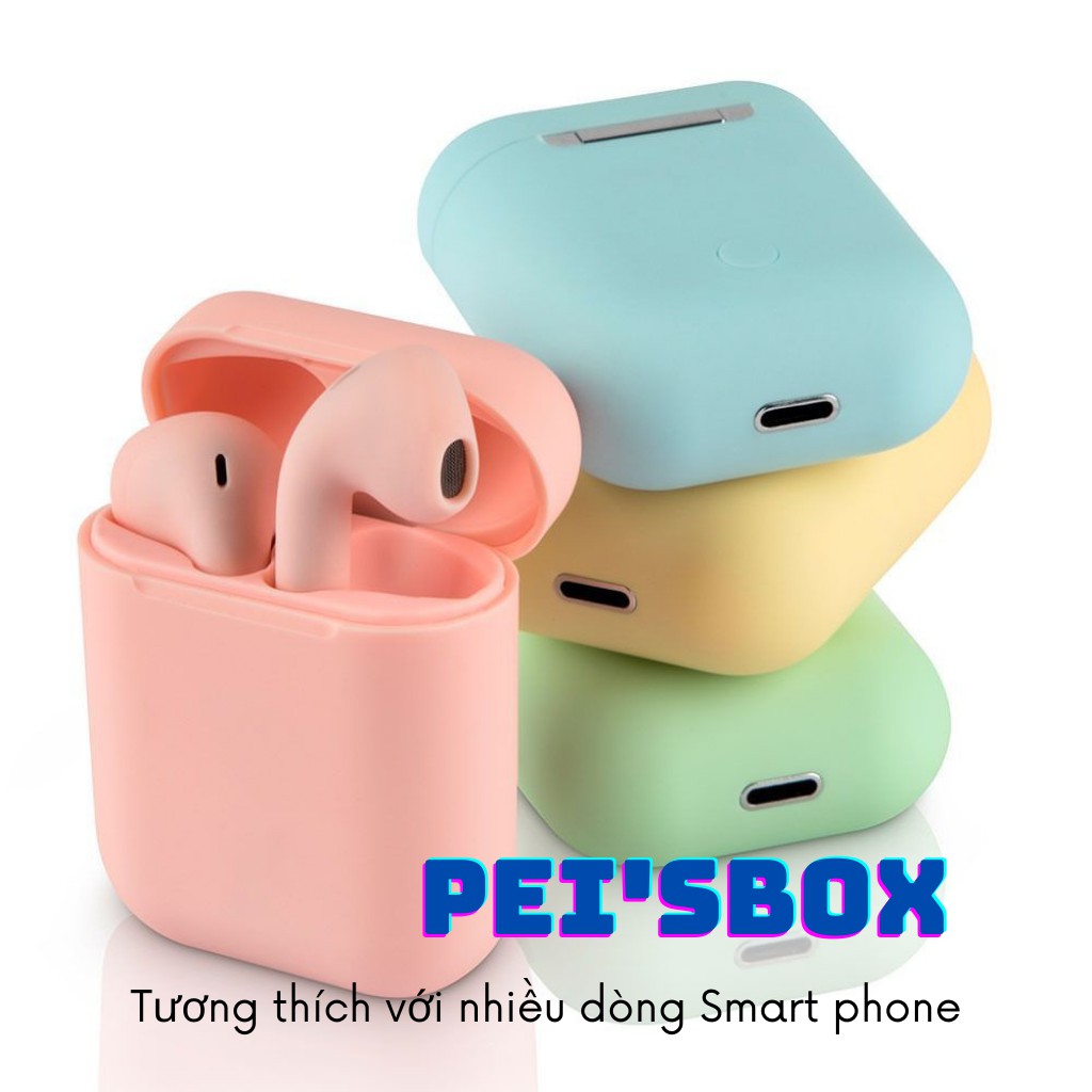 Tai nghe Bluetooth không dây  I12 TWS 5.0 Macaron pastel màu hàn quốc Cảm Ứng Vân Tay - âm thanh HIFI cho Android và IOS