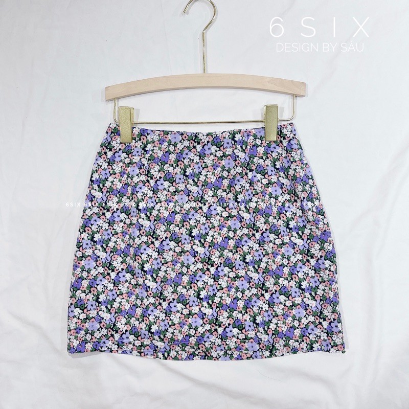 Chân váy hoa tím dáng A 6SIX closet