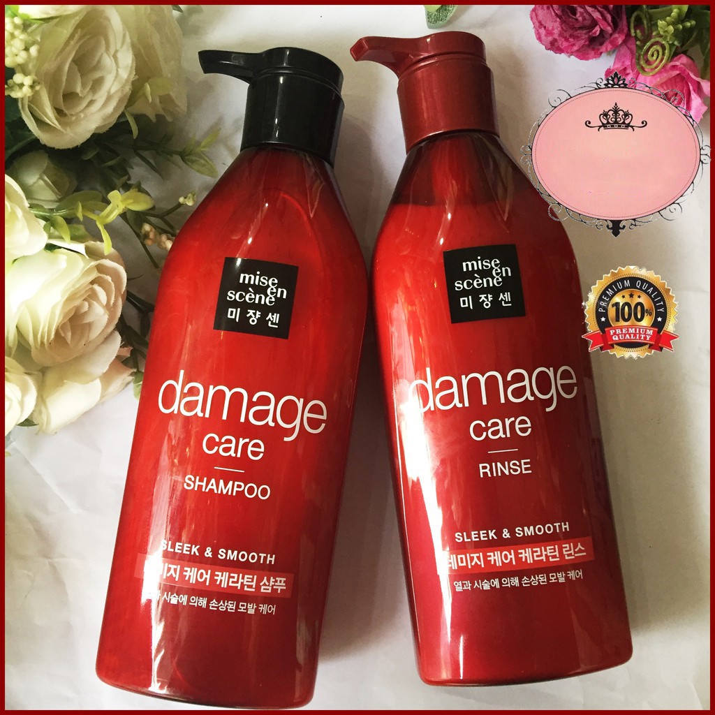 (680ml) DẦU GỘI - DẦU XẢ MISE EN SCENE Care Damge -MÀU ĐỎ DÀNH CHO TÓC YẾU VÀ BỊ HƯ TỔN