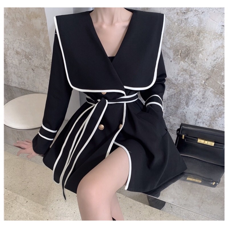 Set áo khoác vest thắt dây siêu sang chảnh