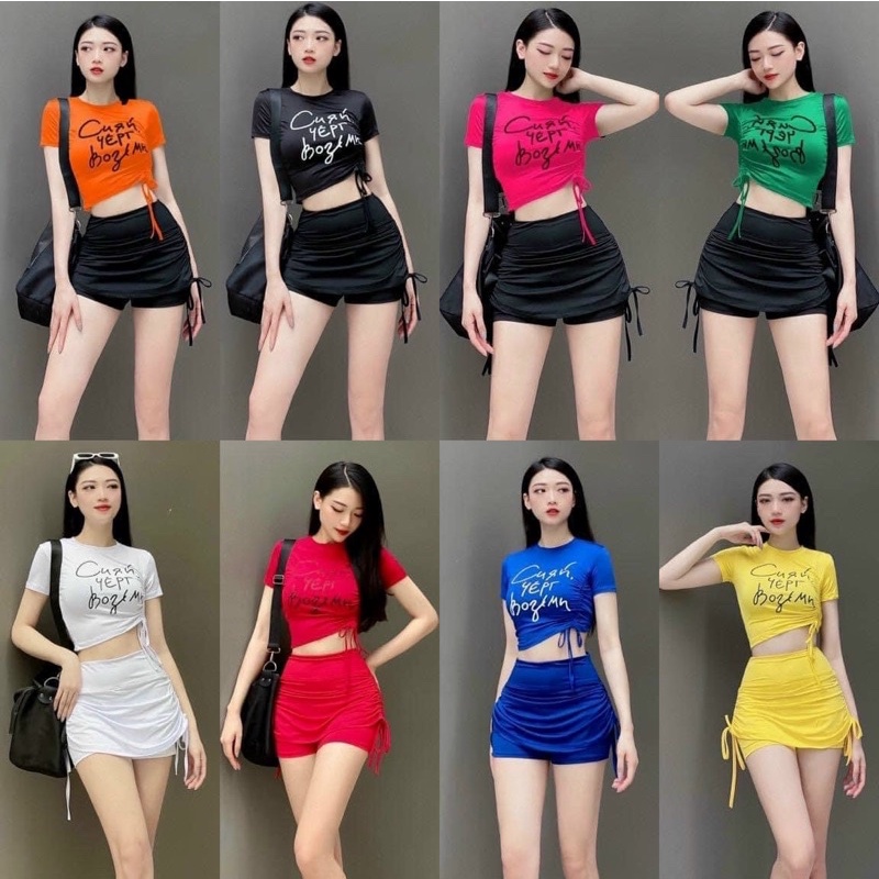 CROPTOP RÚT DÂY CURH CHÉO EO SIÊU HOT TẬP ZUMBA, EAROBIC, ĐI CHƠI, ĐI BIỂN NỮ