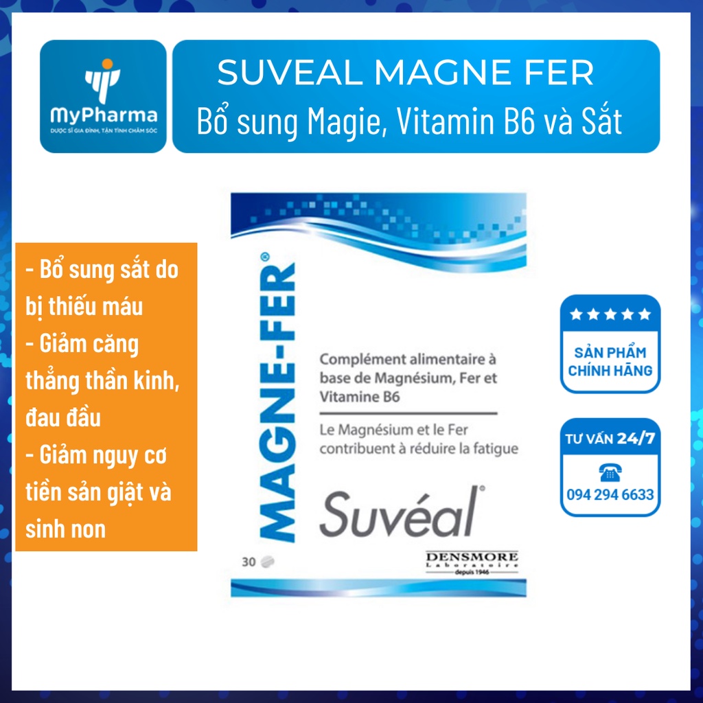 Suveal Magne – Fer – Bổ sung Magie, Vitamin B6 và Sắt cho phụ nữ có thai