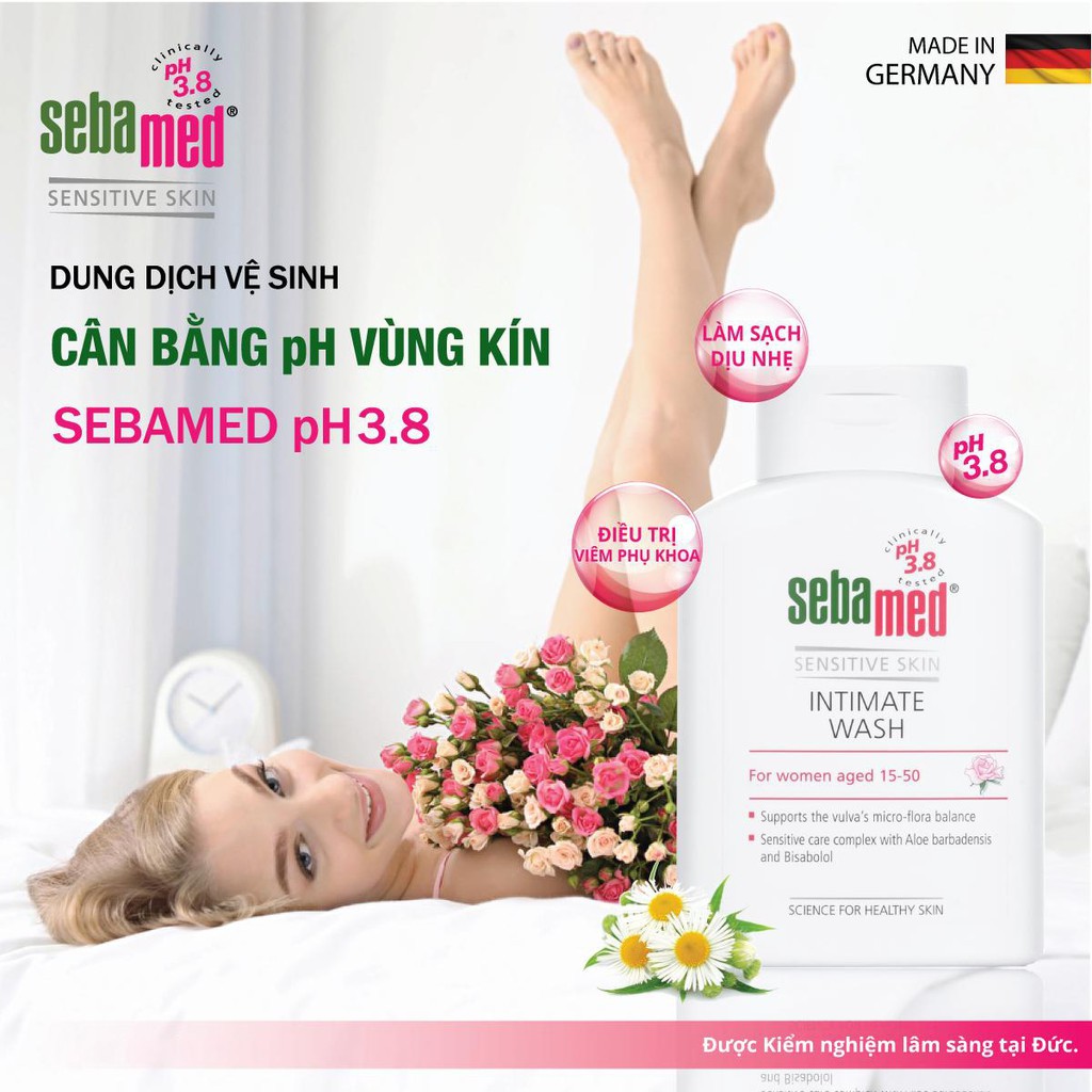 Dung Dịch Vệ Sinh Phụ Nữ Chuẩn Cân Bằng pH Vùng Kín SEBAMED pH 3.8 (200 ml)