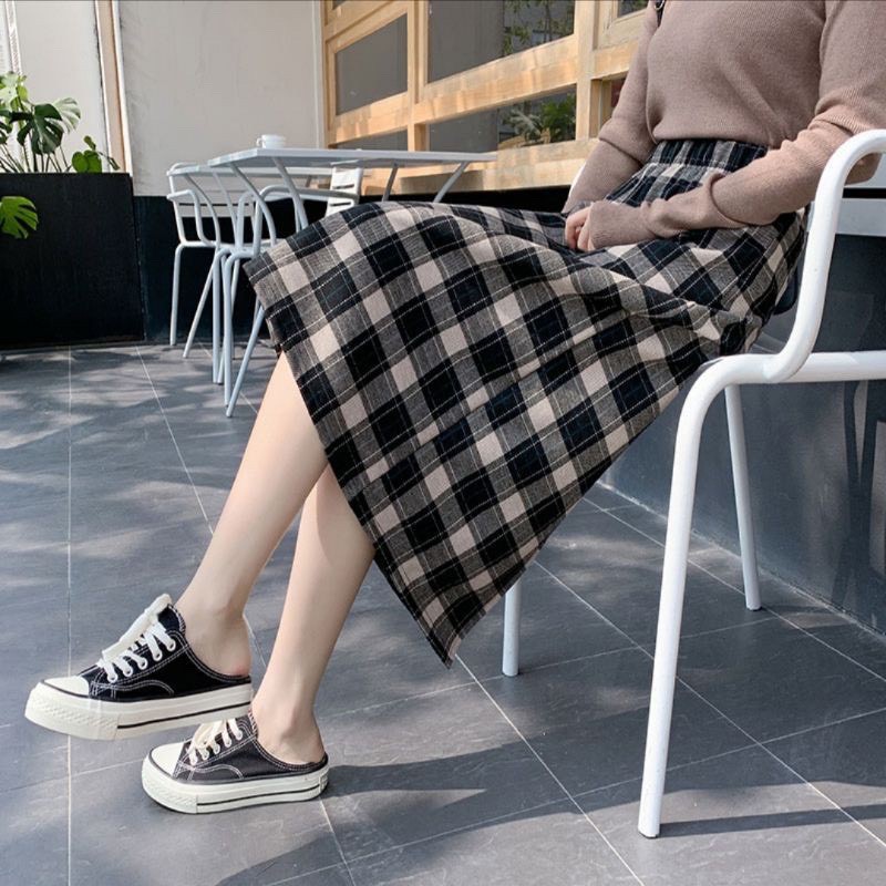 Chân váy dài kẻ ô dài Hàn Quốc, chân váy dáng dài 2 màu kẻ ô đen -kẻ nâu ( Ảnh thật , hàng có sẵn) | BigBuy360 - bigbuy360.vn