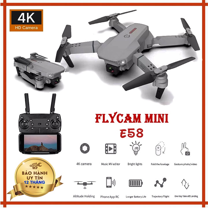 ✅Động cơ không chổi than✅Flycam mini E58 trang bị Camera HD wifi kết nối với điện thoại
