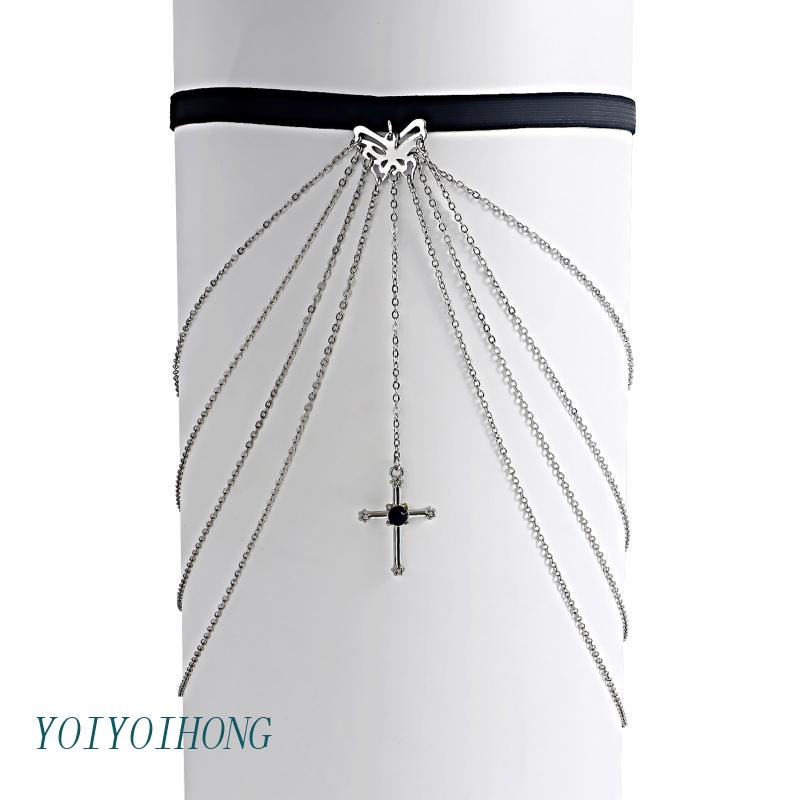 Chuỗi Dây Đeo Đùi Tua Rua Họa Tiết Bướm Và Chữ Thập Quyến Rũ