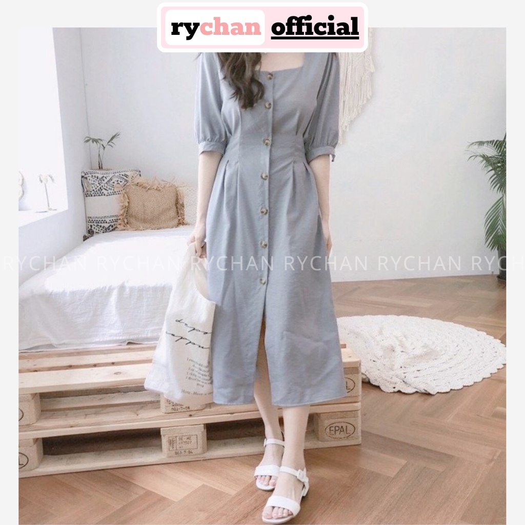 Đầm Xòe Sơ Mi Xám Cổ Vuông - DX0017