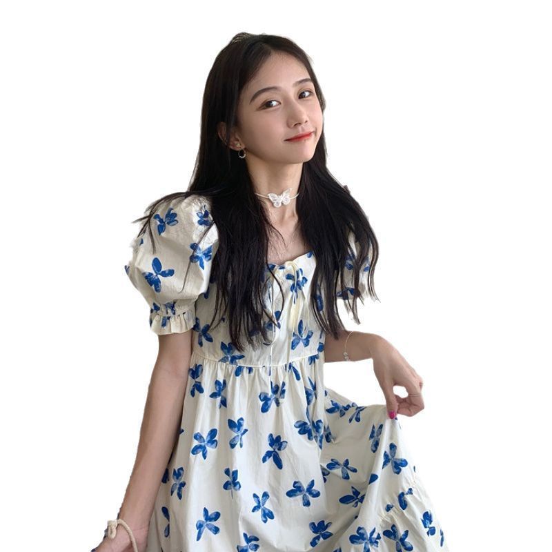 Đầm tay phồng in họa tiết thời trang Pháp FAGREEN245 10% 30K 99K