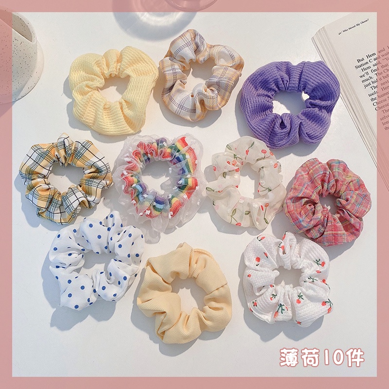 Dây Buộc Tóc Đuôi Ngựa In Hoa Phong Cách Hàn Quốc Ngọt Ngào Cho Nữ