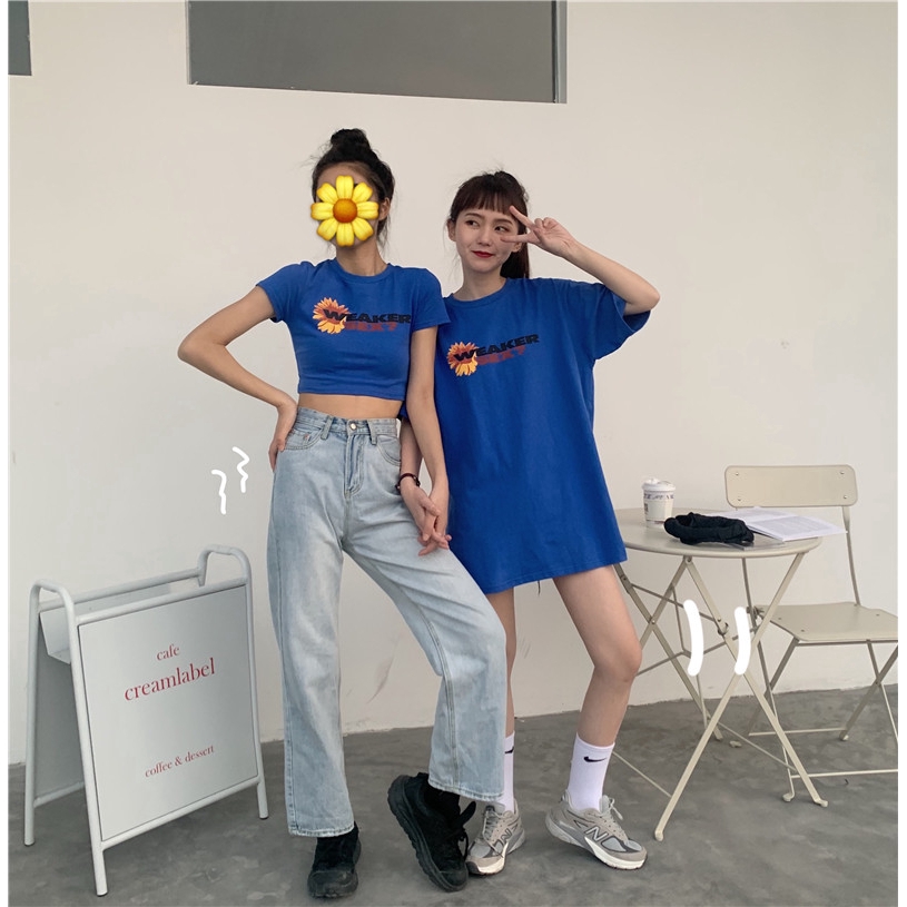 SUXI Áo Thun Dáng Rộng In Hình Hoa Cúc Xinh Xắn Thời Trang Mùa Hè Dành Cho Nữ