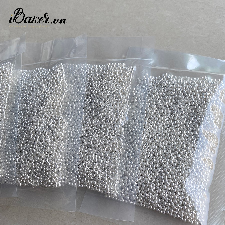 Hạt kẹo đường màu bạc trang trí túi 50g