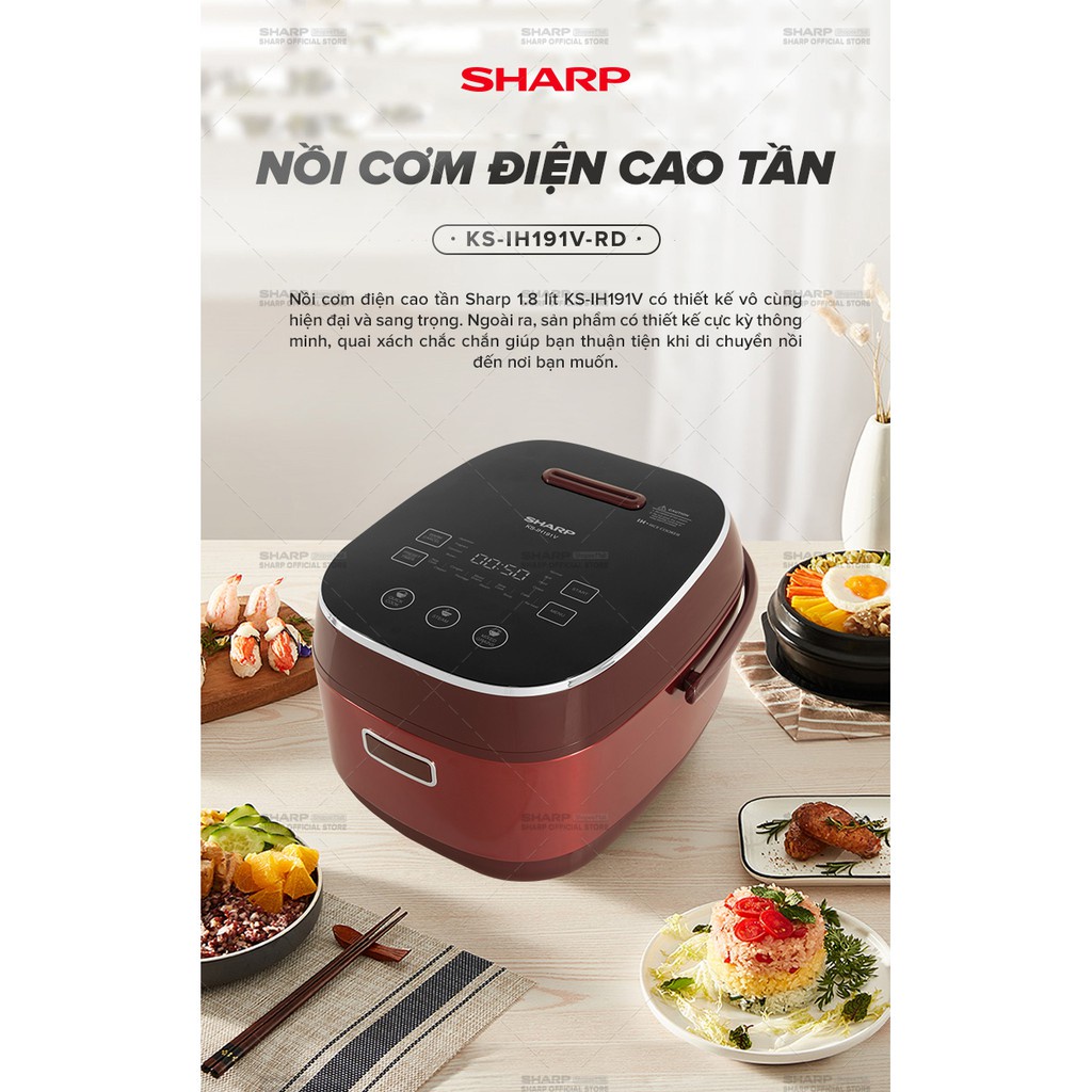 Nồi Cơm Cao Tần Cảm Ứng Sharp 1.8L KS-IH191V-RD