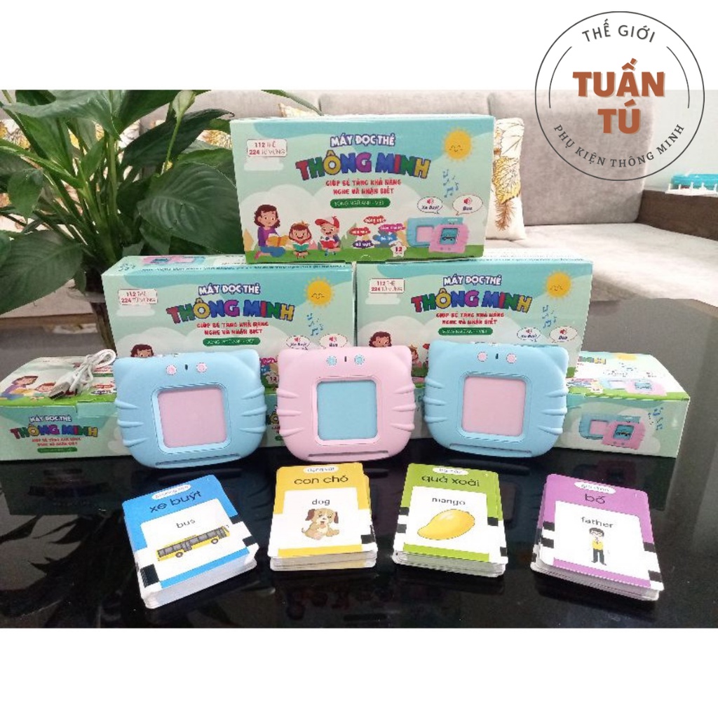 Máy đọc từ vựng song ngữ Anh Việt học tiếng anh, Máy đọc thẻ flashcard 112 thẻ 224 từ cho bé - Tuấn Tú Office Store