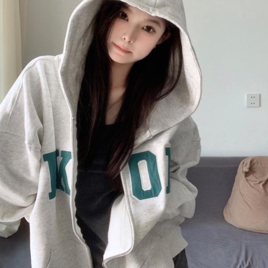 Áo Khoác Nữ Có Nón Trùm Dáng Rộng Kiểu Retro Mỹ Dễ Thương Thời Trang Xuân Thu