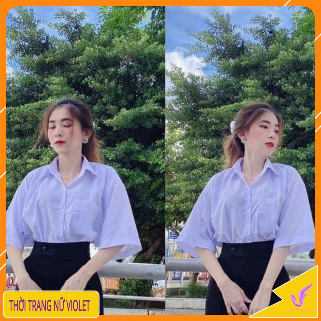 Áo Sơ Mi Nữ😍Áo Sơ Mi Trắng Tay Lỡ😍Form Rộng Style Học Sinh-Sinh Viên-Văn Phòng-Chất Liệu Thô Mềm Mã TT40