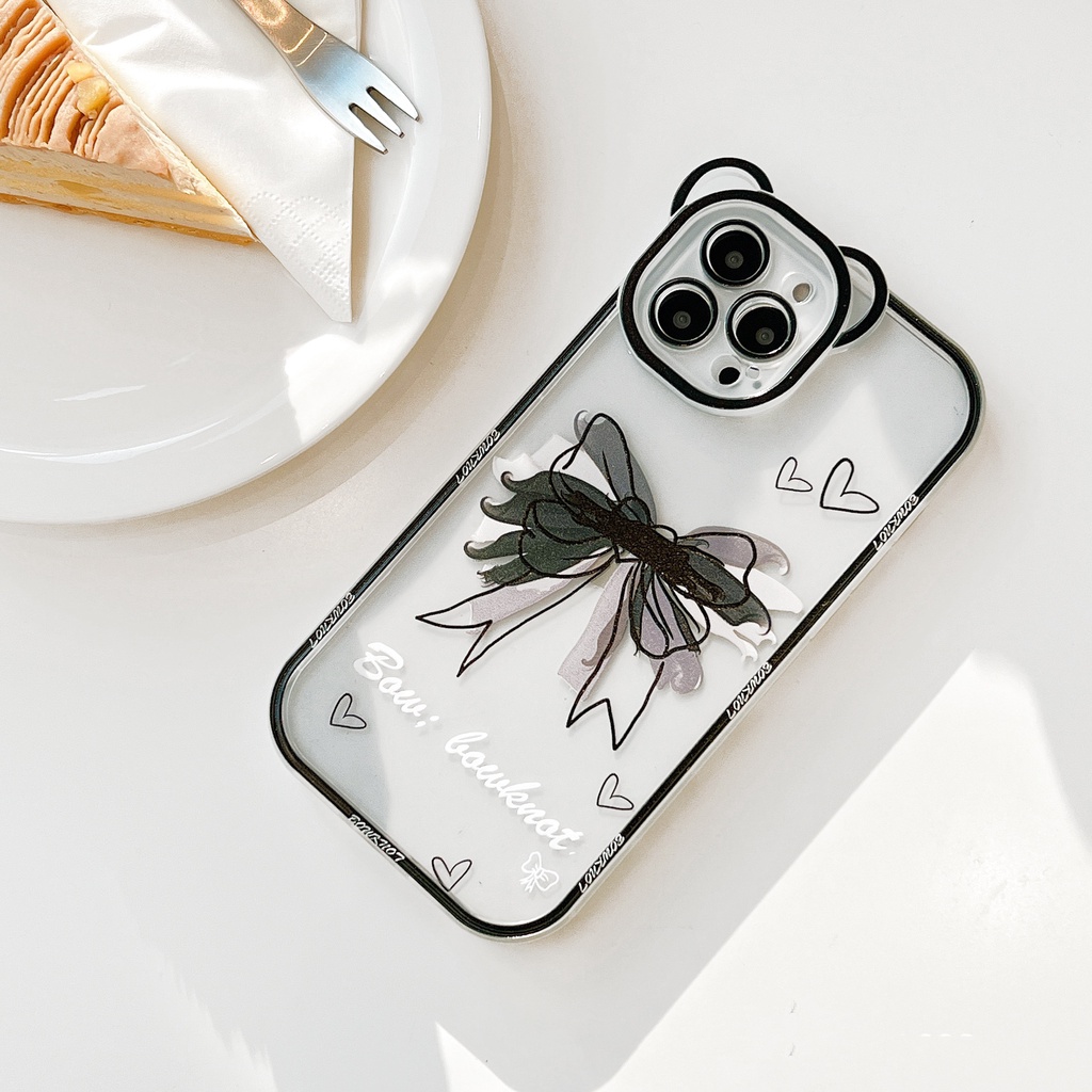 Ốp lưng iphone camera gấu nơ đen 6/6plus/6s/6splus/7/7plus/8/8plus/x/xs/11/12/13/14/pro/max/promax/plus/shin/case