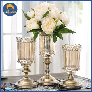 ( HÀNG CÓ SẴN ) Lọ Hoa Thuỷ Tinh Pha Lê Cao Cấp Phối Chân Đồng