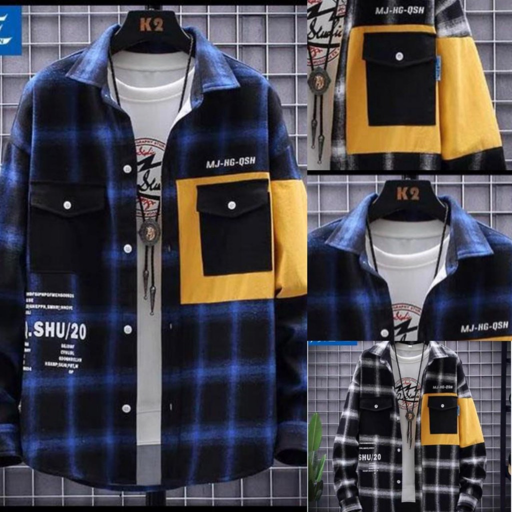 Áo KHOÁC Sơ Mi Caro Flannel Áo Khoác Nam Nữ FLANNEL CARO Túi Hộp