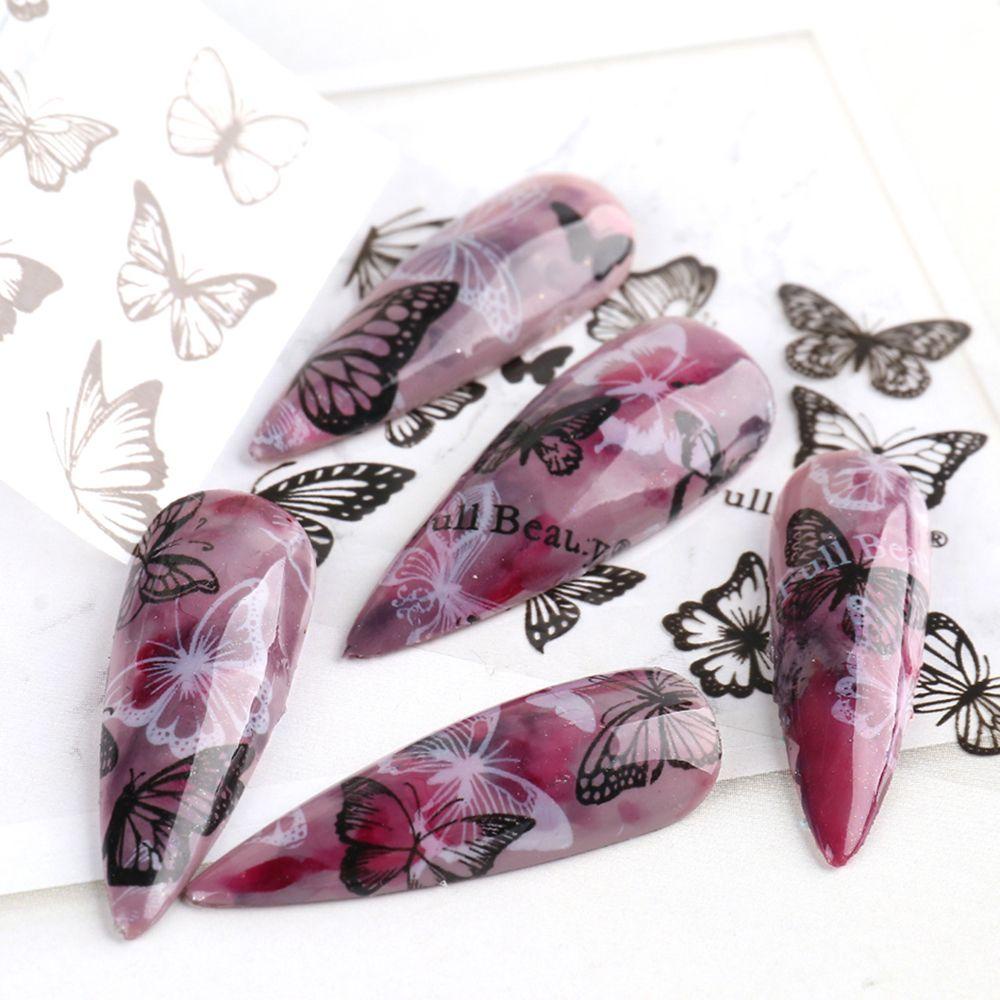 Bộ 10 Cuộn Lá Nhôm Hình Bướm 3D DIY Trang Trí Móng Tay