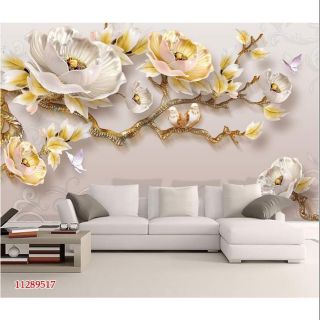 Tranh dán tường hoa 3d phòng khách trang trí KT 120x80cm
