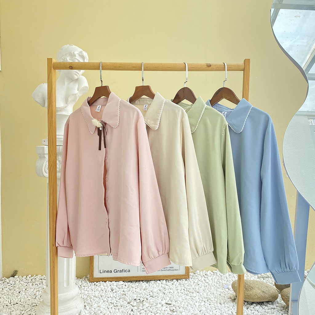 Áo sơ mi nữ cổ ren, phong cách Hàn Quốc, nhẹ nhàng, sang trọng - SMCR