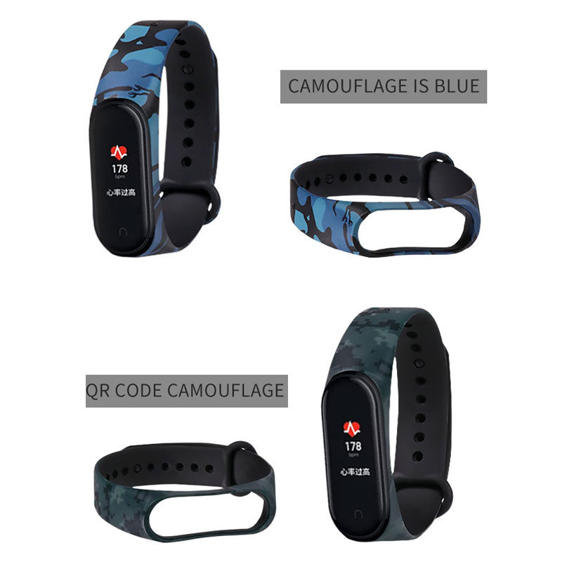 Dây Đeo Thay Thế Làm Từ Chất Liệu Silicon Hoạ Tiết Rằn Ri Cho Mi Band 3 / 4